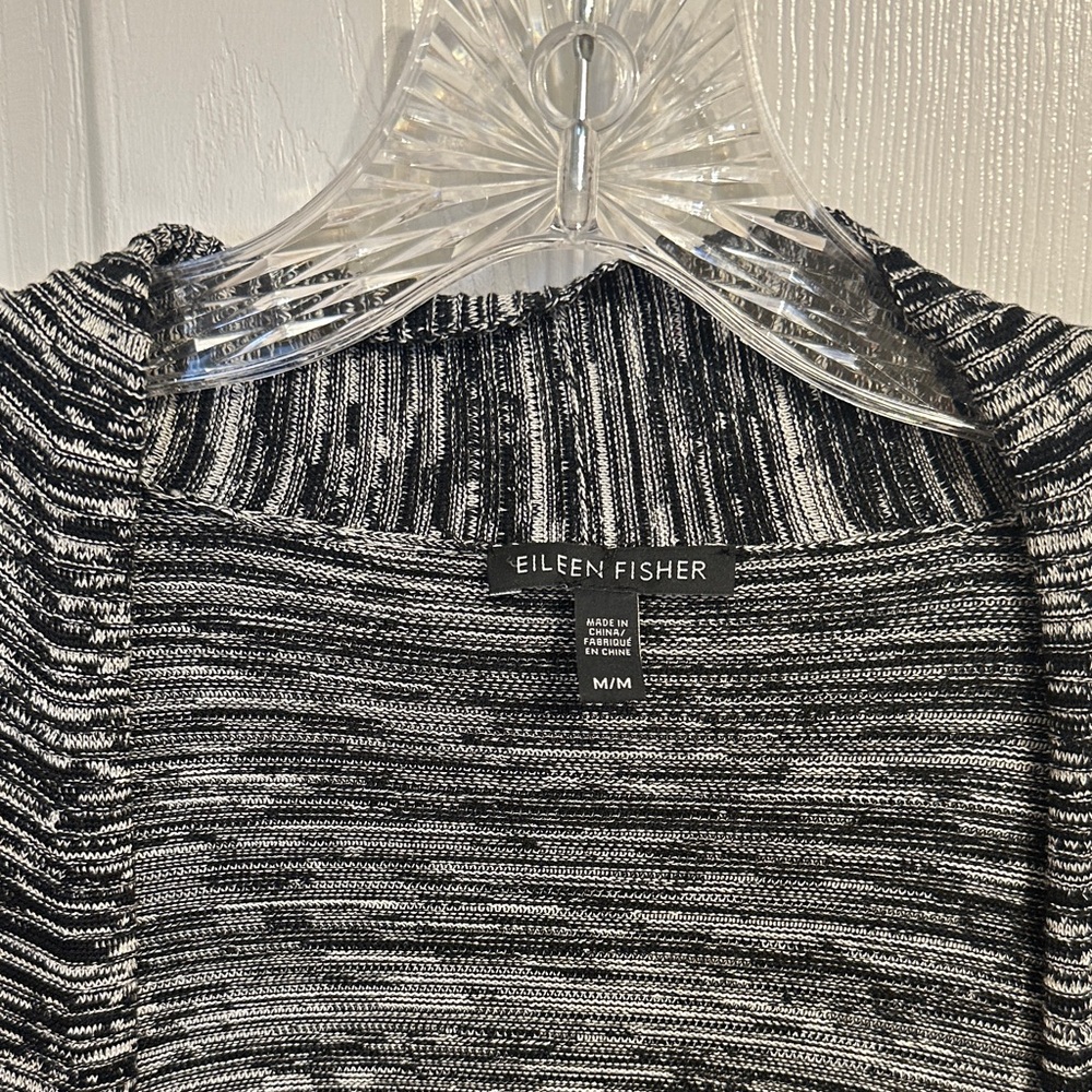 Eileen Fisher Black & White Marled Scoop Neck Sweater